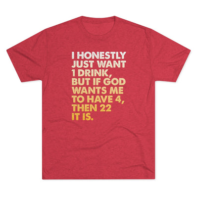 I Just Want 1 Drink Men's/Unisex Tri-Blend Ultra Soft Tee